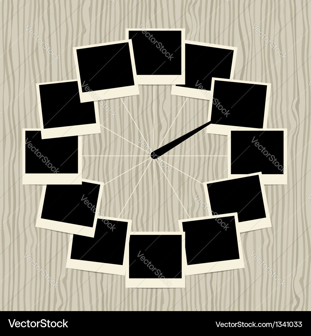Creative clock design with photo frames vector image