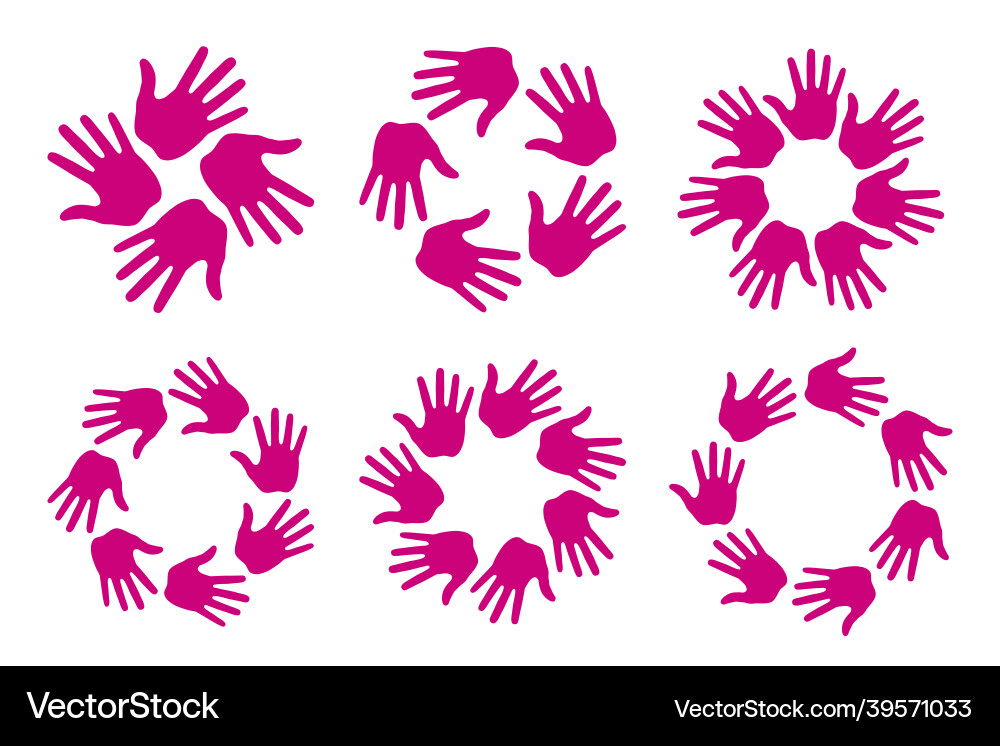 Handprint Circle Icons - Set of Emblems vector image