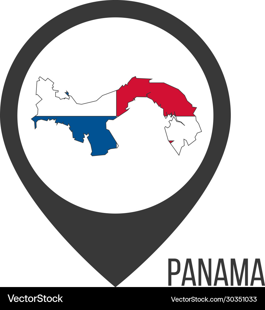 Map pointers with contry panama flag stock Map pointers with contry panama flag stock vector image