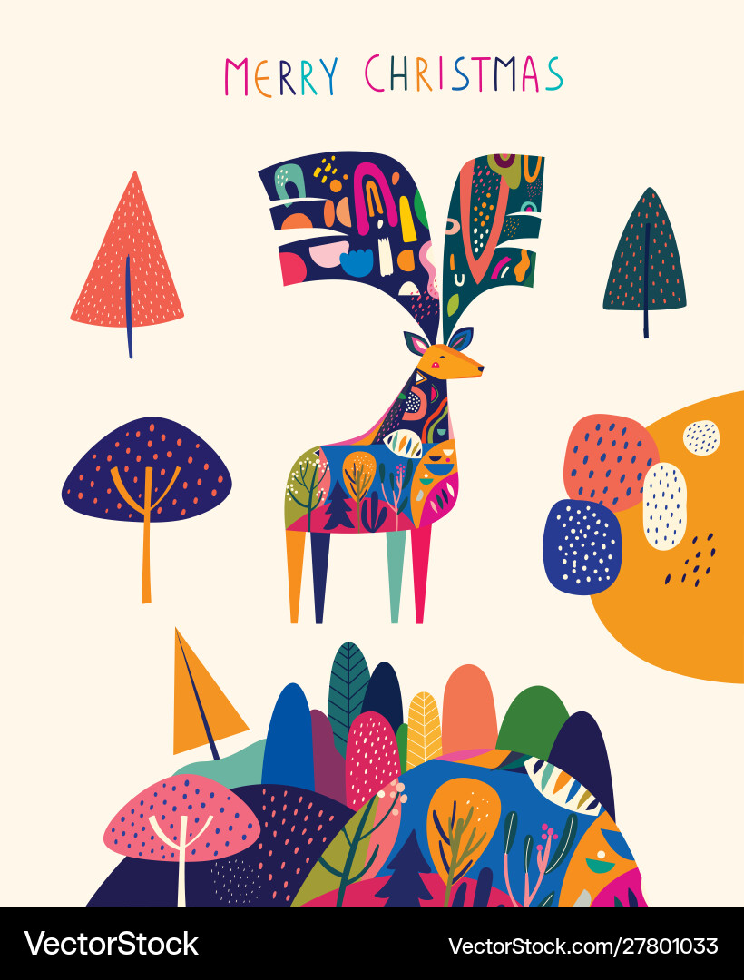 Modern template with christmas deer Modern template with christmas deer vector image