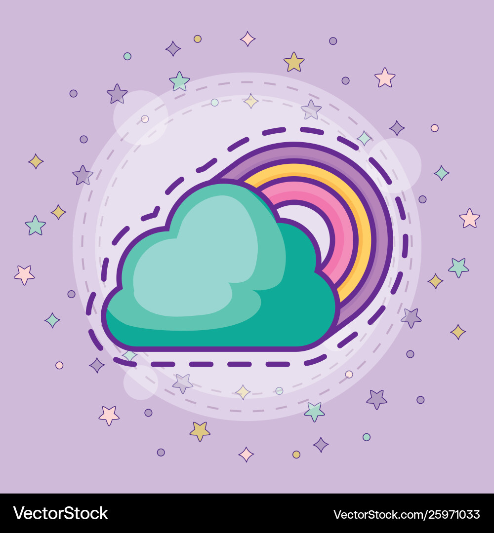 Patch with rainbow and cloud Vector Image