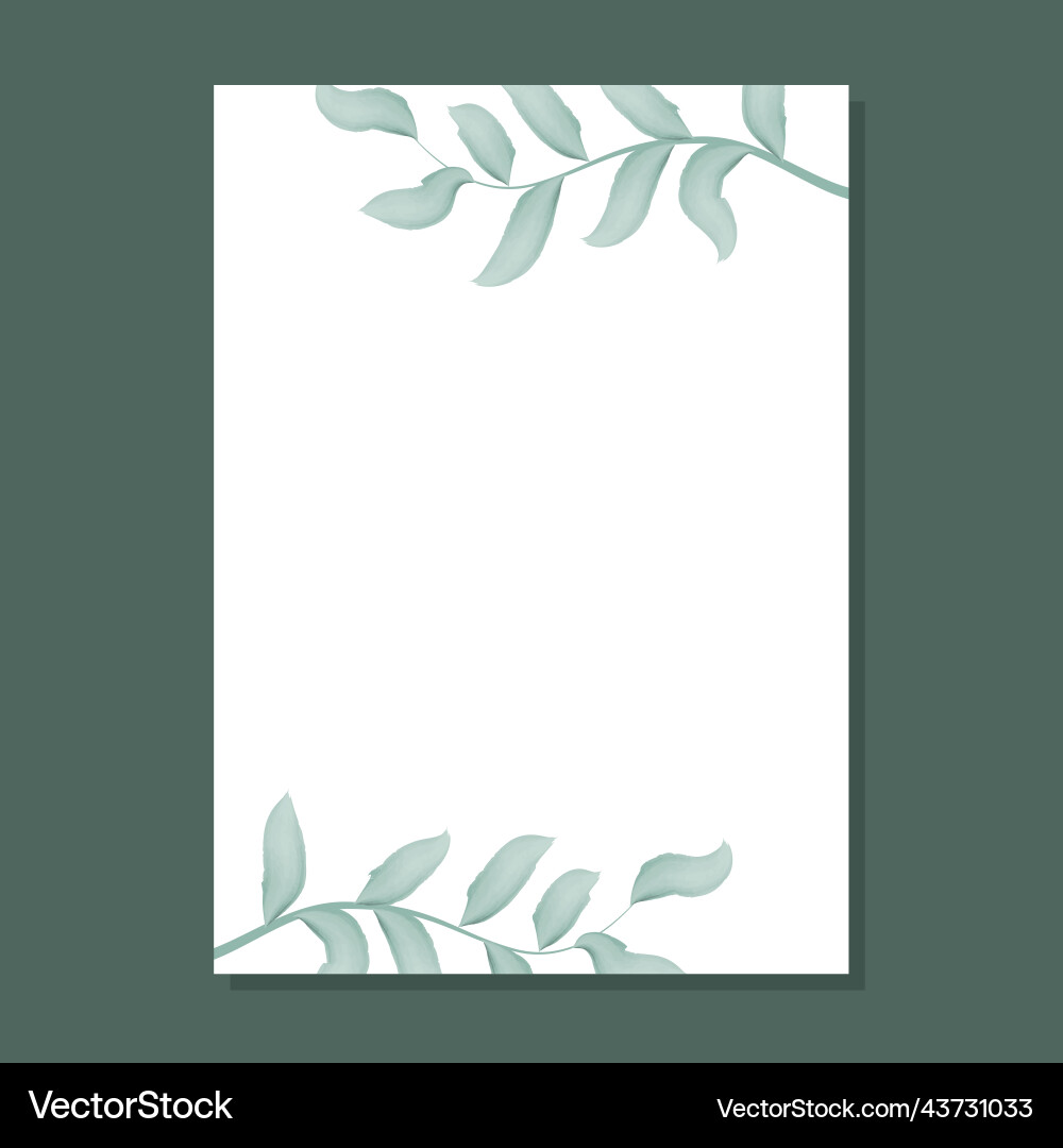 Rectangular rustic frame with watercolor greenery Vector Image