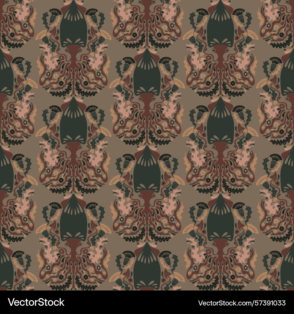 Seamless pattern with decorative squids Seamless pattern with decorative squids Vector Image