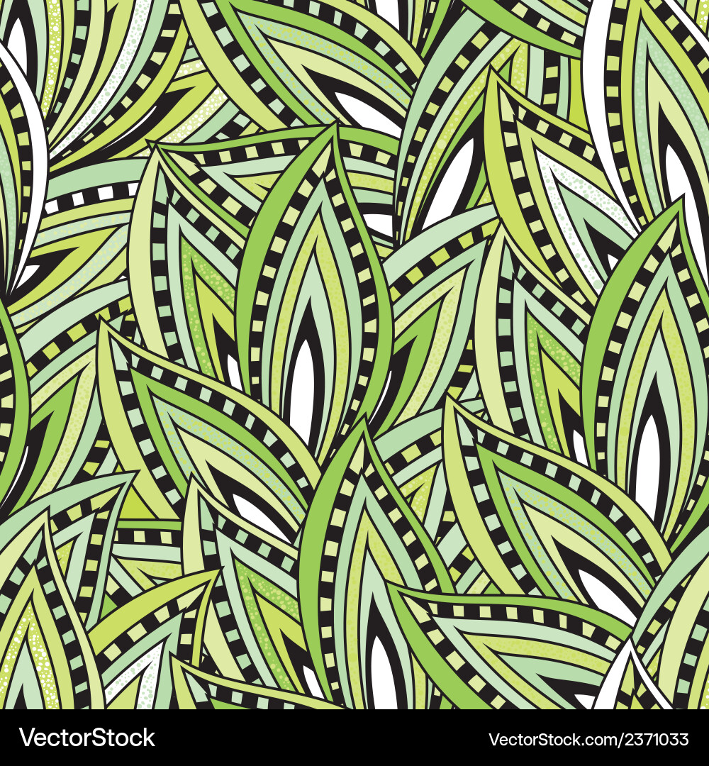 Seamless pattern with green leaves and blots Vector Image