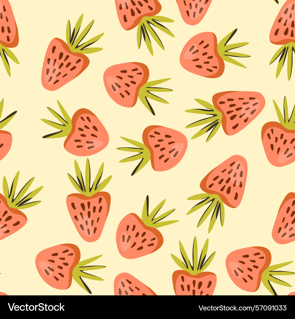 Seamless pattern with strawberry on color Seamless pattern with strawberry on color Vector Image
