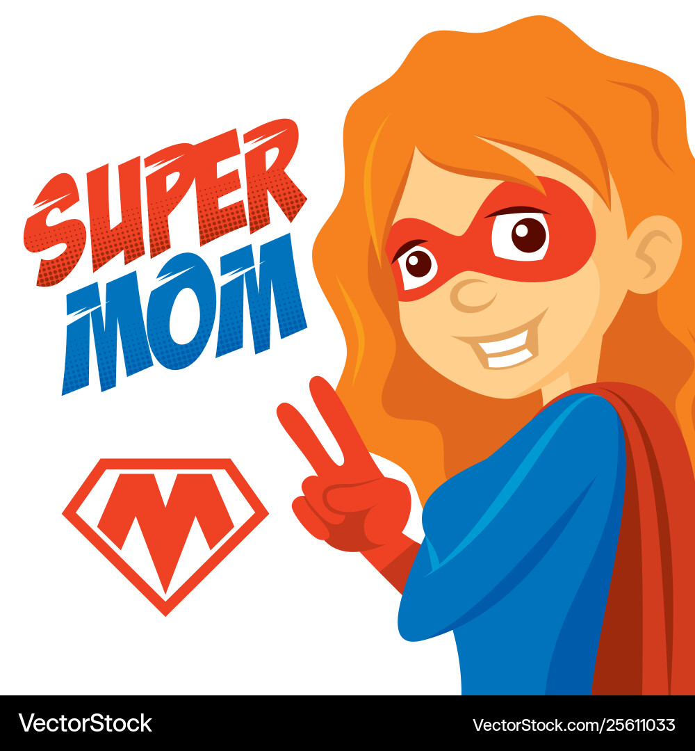 Superhero Frau supermom Cartoon Charakter Superhero Frau supermom Cartoon Charakter vektorbild