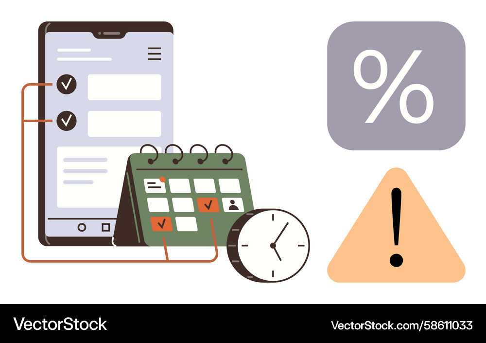 Task management with mobile scheduling deadlines Task management with mobile scheduling deadlines Vector Image