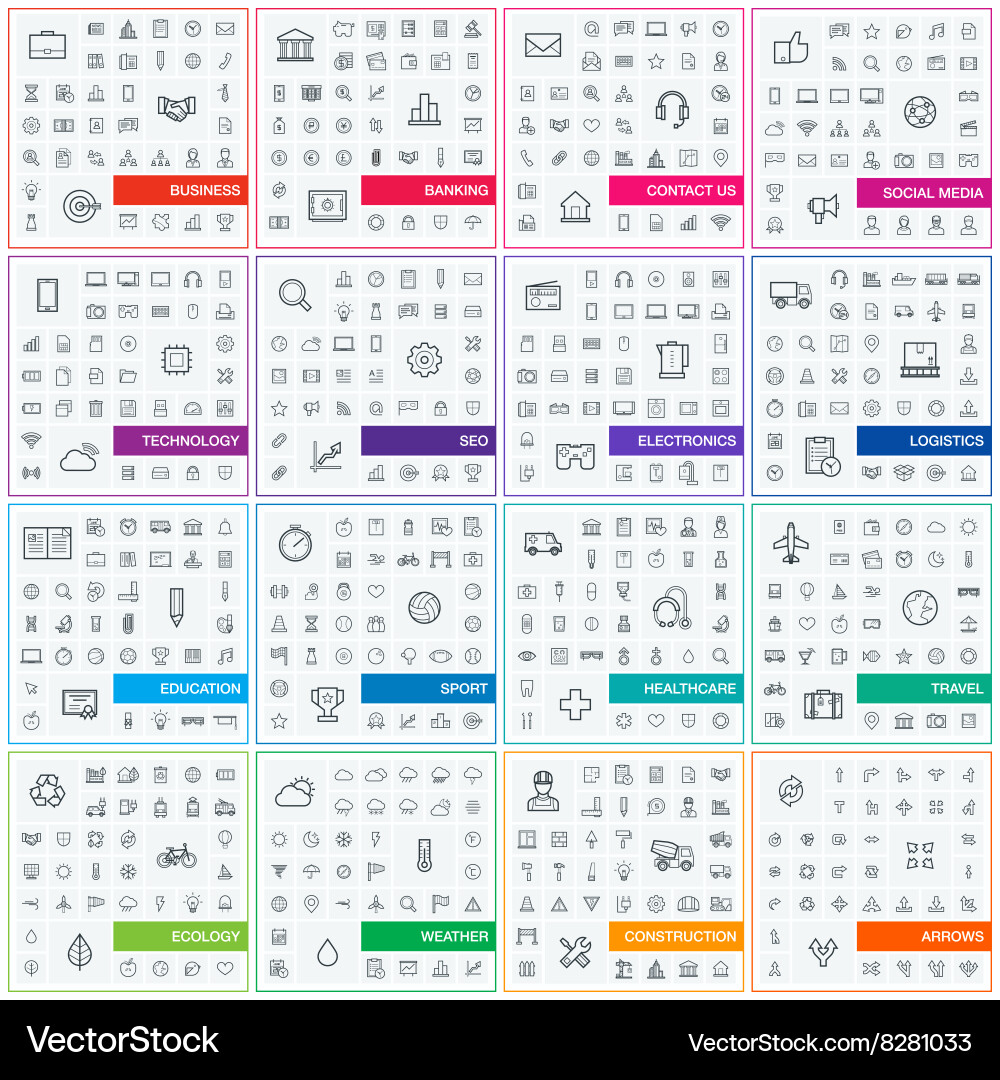 Thin line icons Royalty Free Vector Image - VectorStock