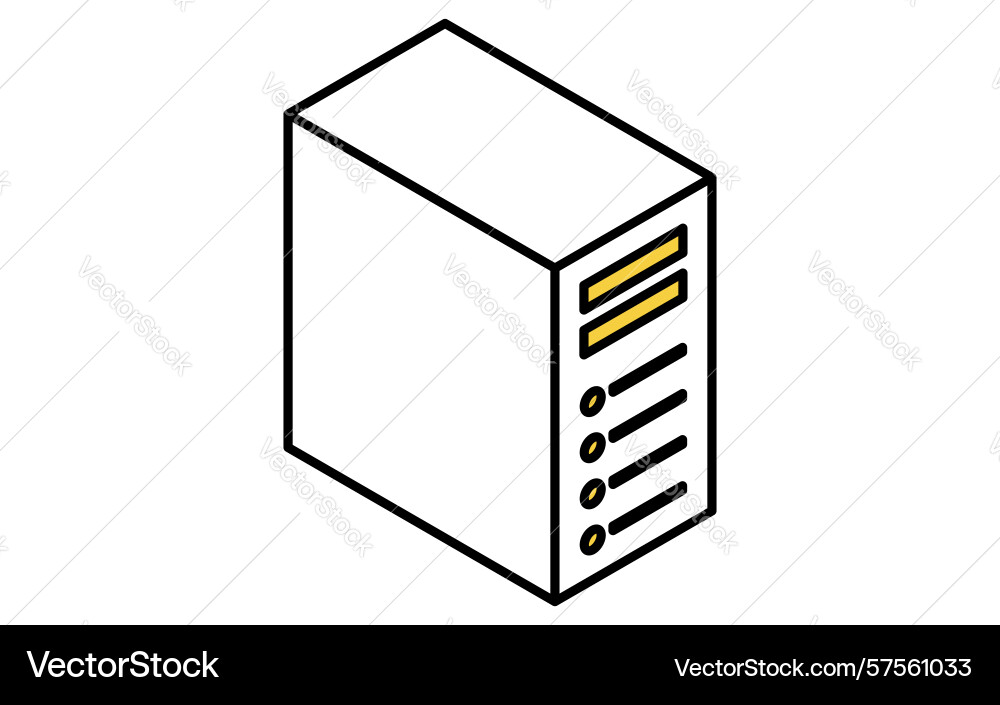 Web server isometric line icon with rectangular vector image