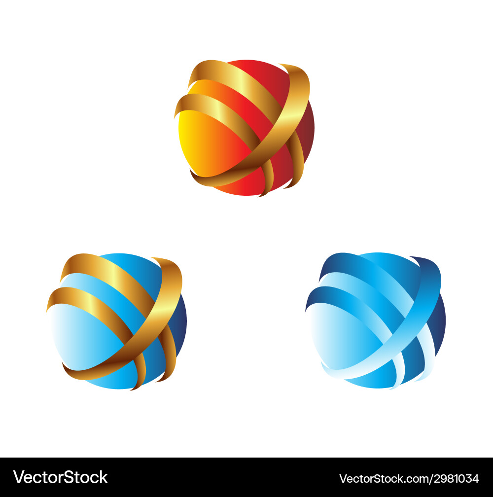 3d global connection abstract icons Vector Image