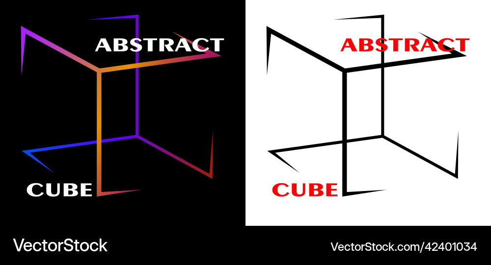 Abstract minimal cube logo of lines in two Vector Image