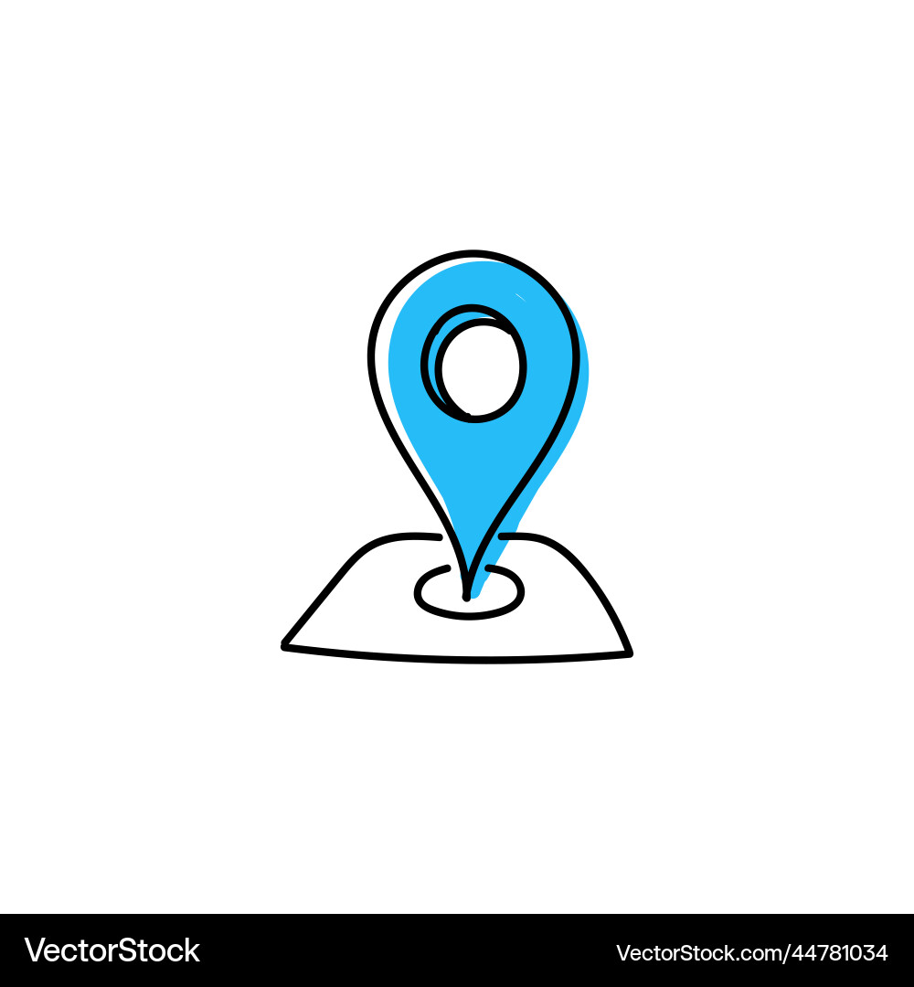 Blue navigation web map pointer hand drawn Vector Image