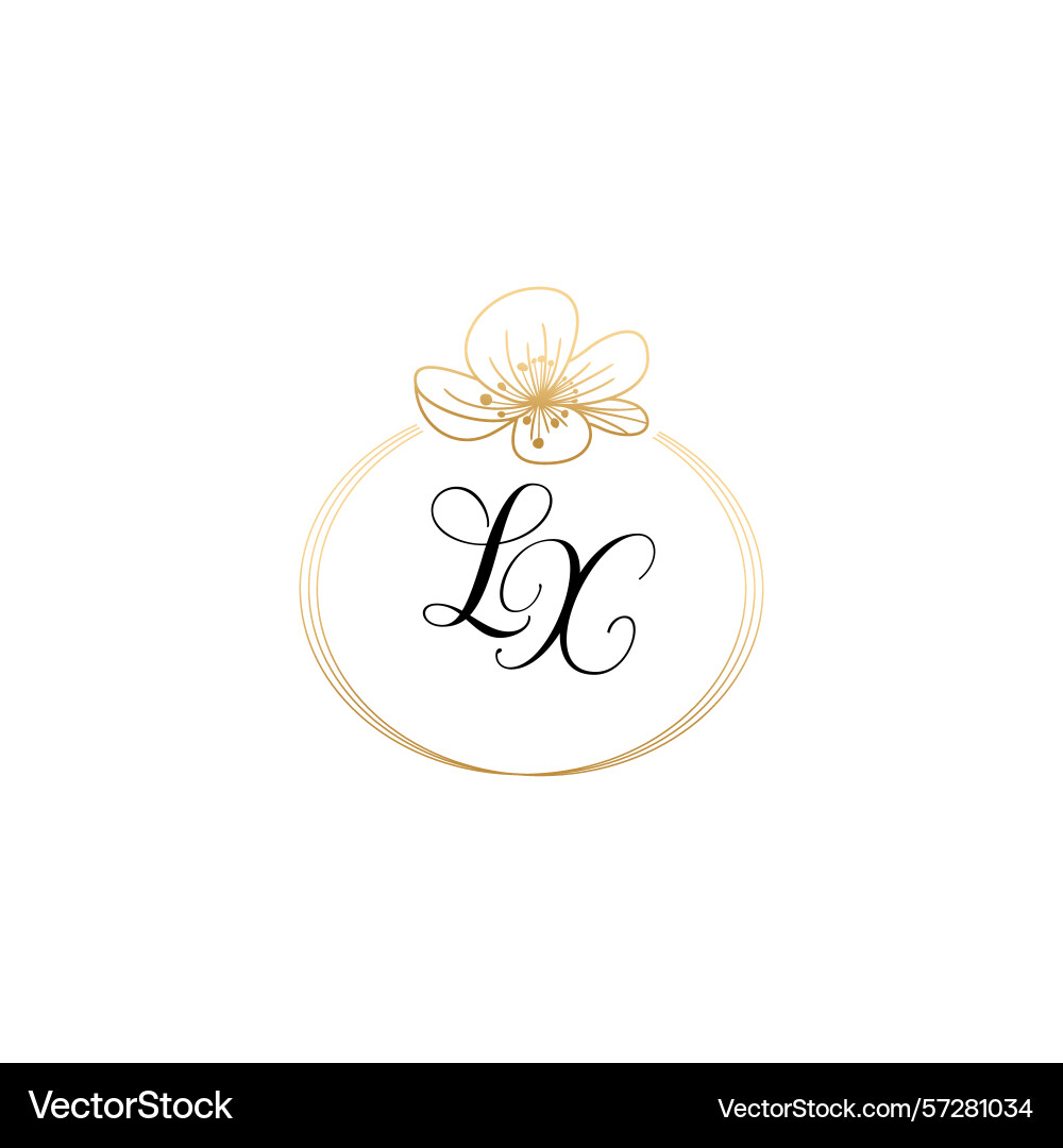 Botanical monogram logos with initial lx vector image