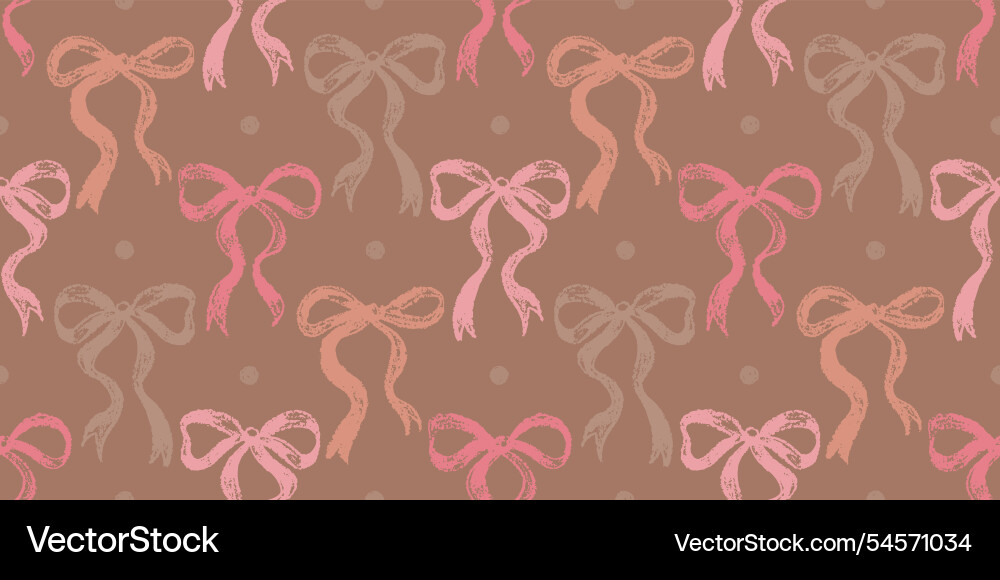 Bow pattern in color of year 2025 mocha mousse Bow pattern in color of year 2025 mocha mousse vector image