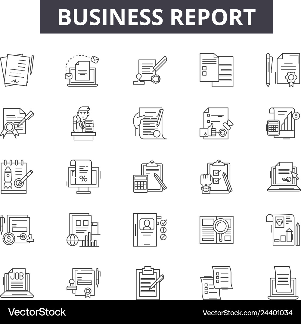 Business report line icons for web and mobile Business report line icons for web and mobile vector image