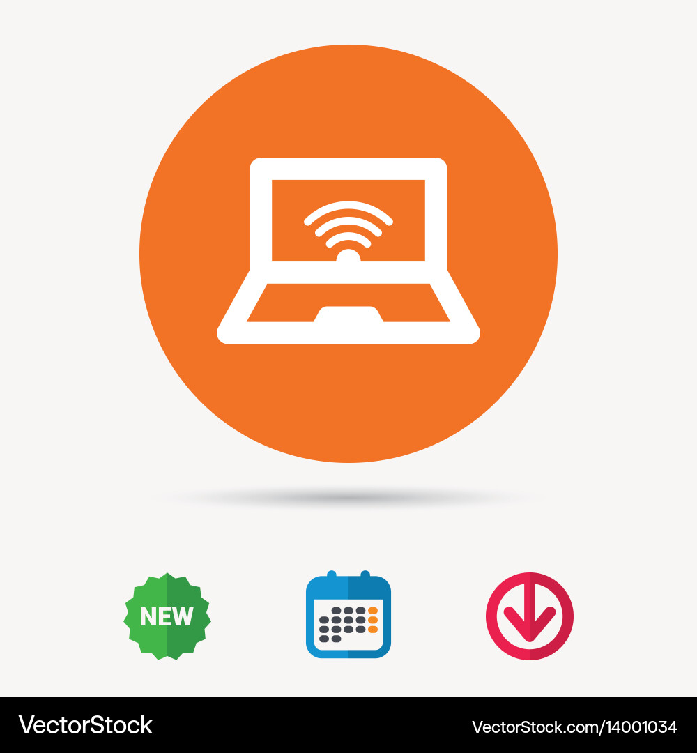 Computer with wifi icon notebook or laptop pc Vector Image