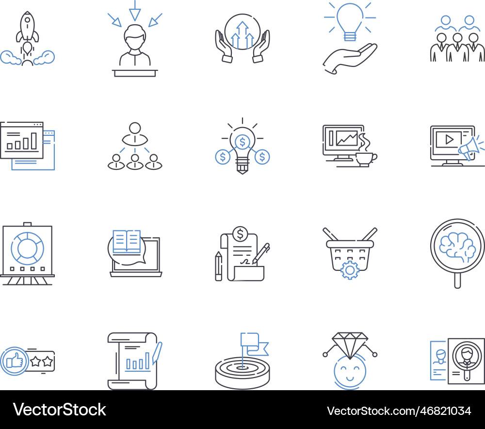 Concept and notion line icons collection idea Concept and notion line icons collection idea Vector Image