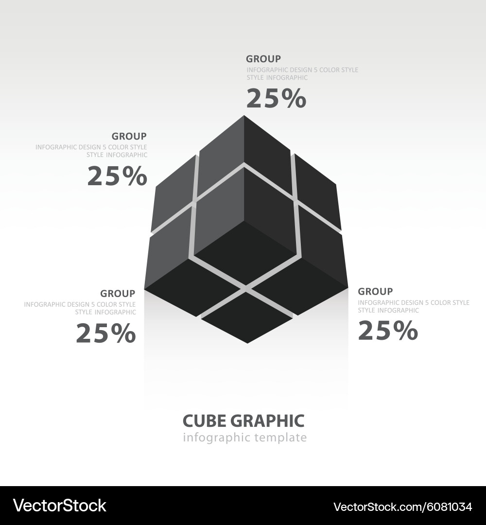 Cube infographic template bottom view black color vector image