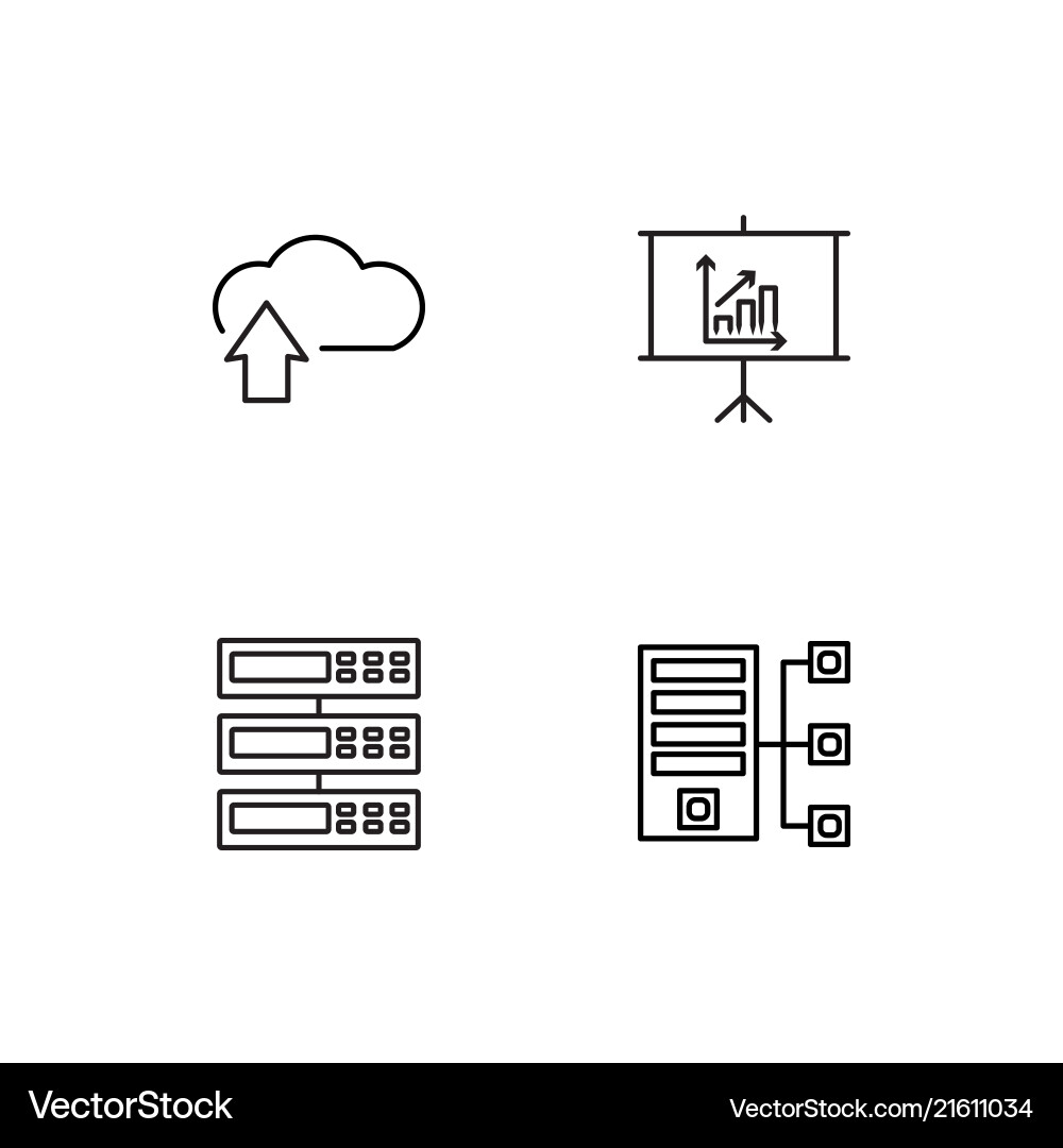 Data analytics linear icons set simple outline Vector Image