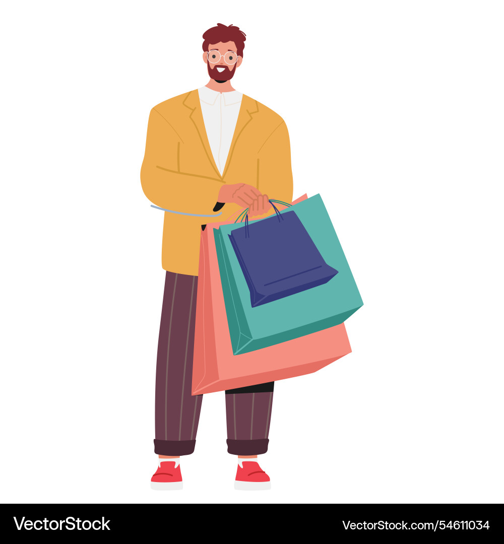 Elegant trendy fashion guy shopper cartoon Elegant trendy fashion guy shopper cartoon vector image