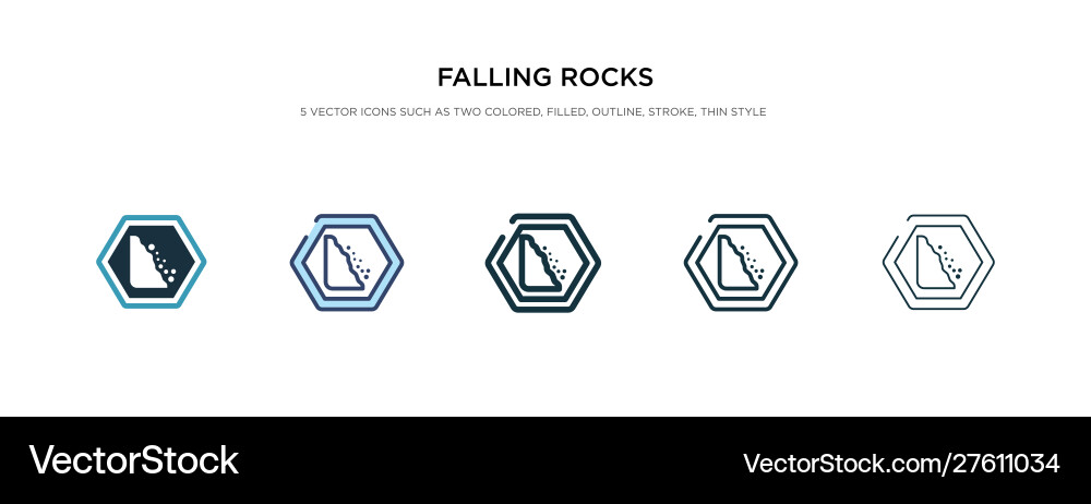 Falling rocks icon in different style two Falling rocks icon in different style two vector image