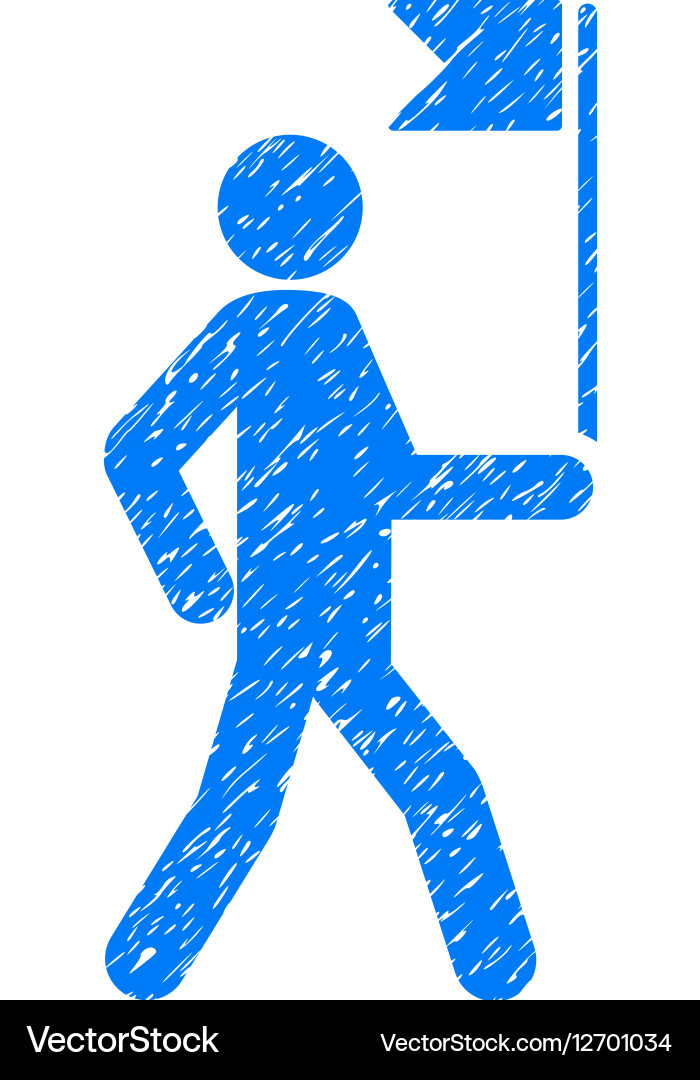 Guide man with flag grainy texture icon vector image