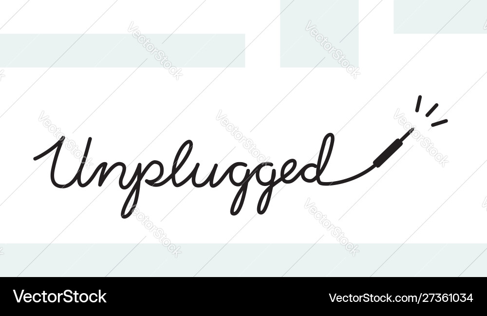 Handschriftliche Schrift mit Wort unplugged Cord Handschriftliche Schrift mit Wort unplugged Cord vektorbild