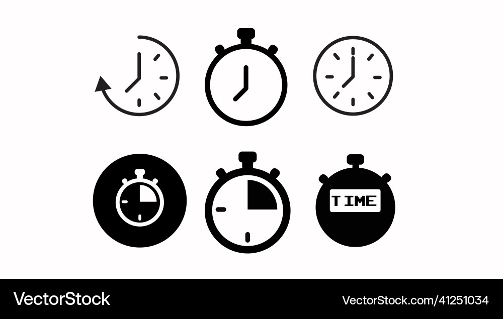 Isolated time and clock line icons Isolated time and clock line icons Vector Image