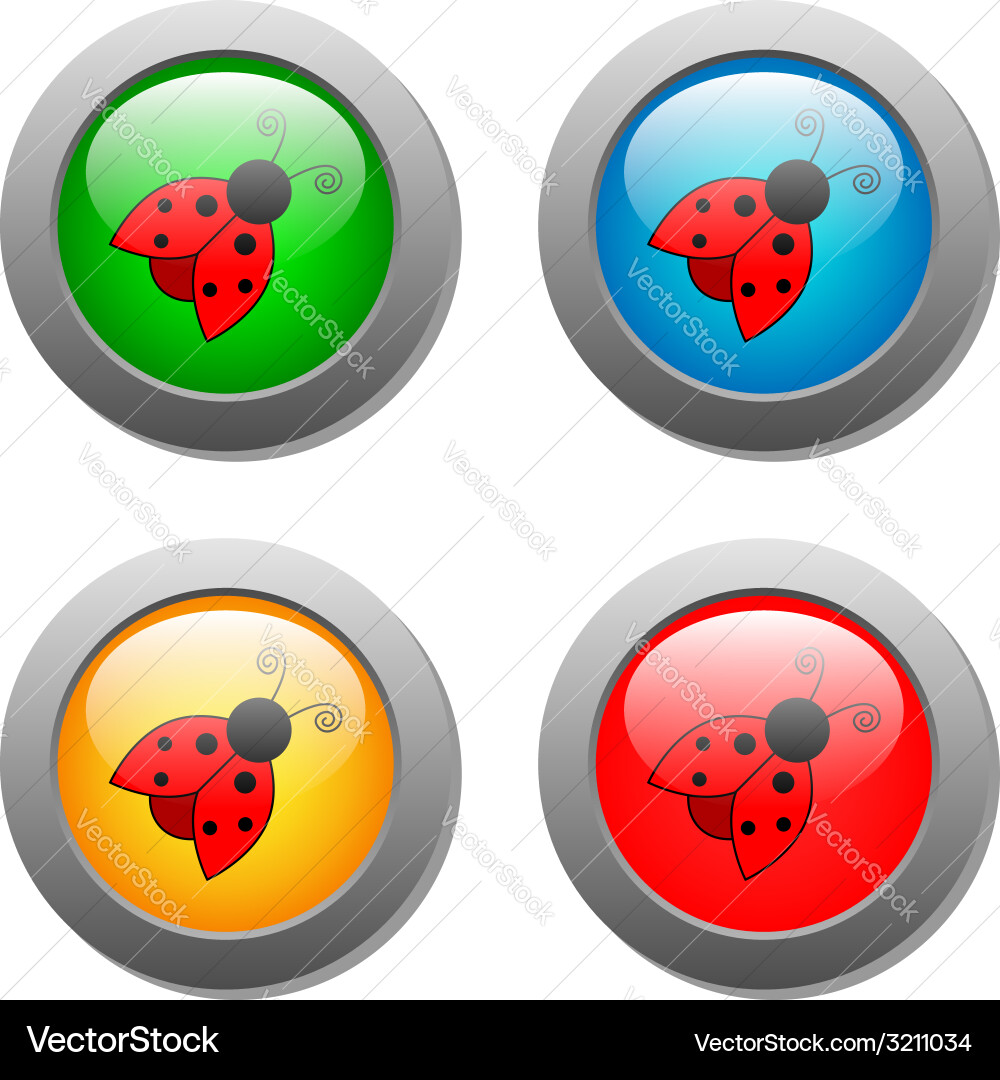 Ladybug Button Set vector image