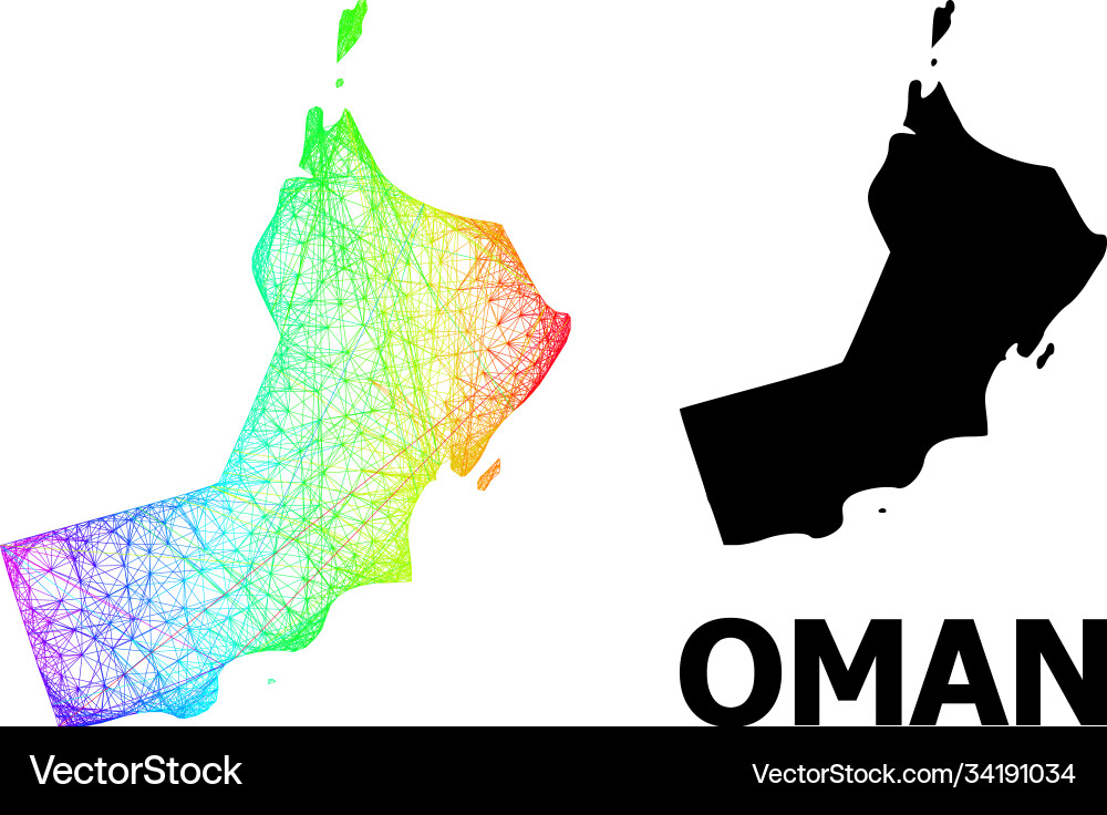 Linear map oman with spectrum gradient Vector Image