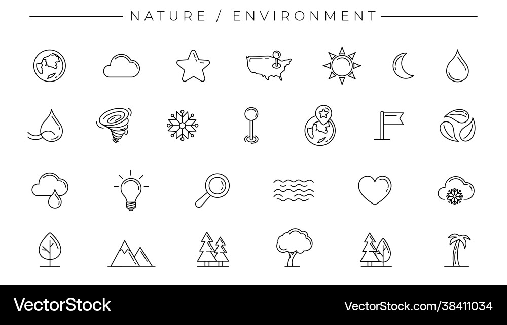 Nature and environment concept line style vector image