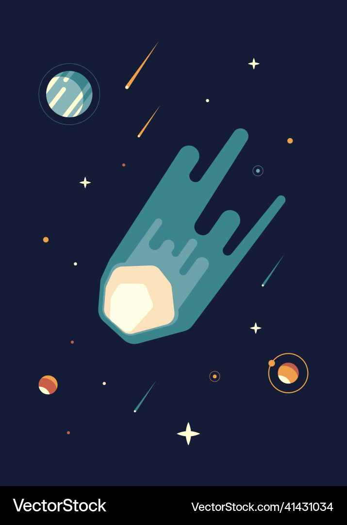 Poster with comet in outer space vector image