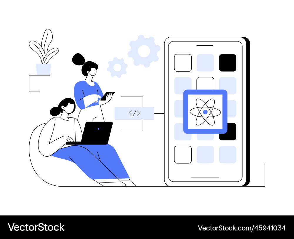 React native mobile app abstract concept React native mobile app abstract concept Vector Image