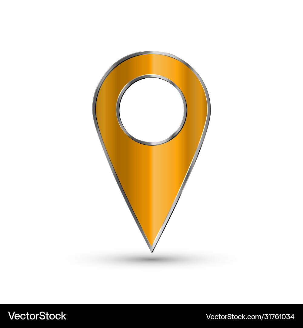 Realistic 3d pointer map gold marker icon Realistic 3d pointer map gold marker icon vector image