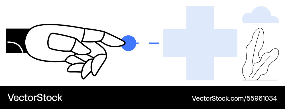 Robotic hand touching digital element symbolizing Robotic hand touching digital element symbolizing vector image