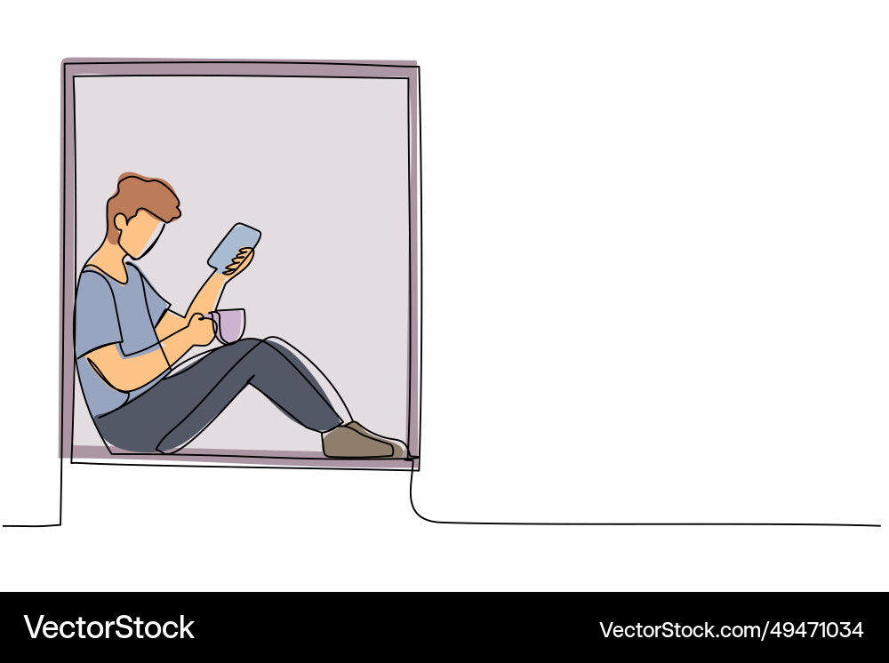 Single continuous line drawing comfortable Vector Image