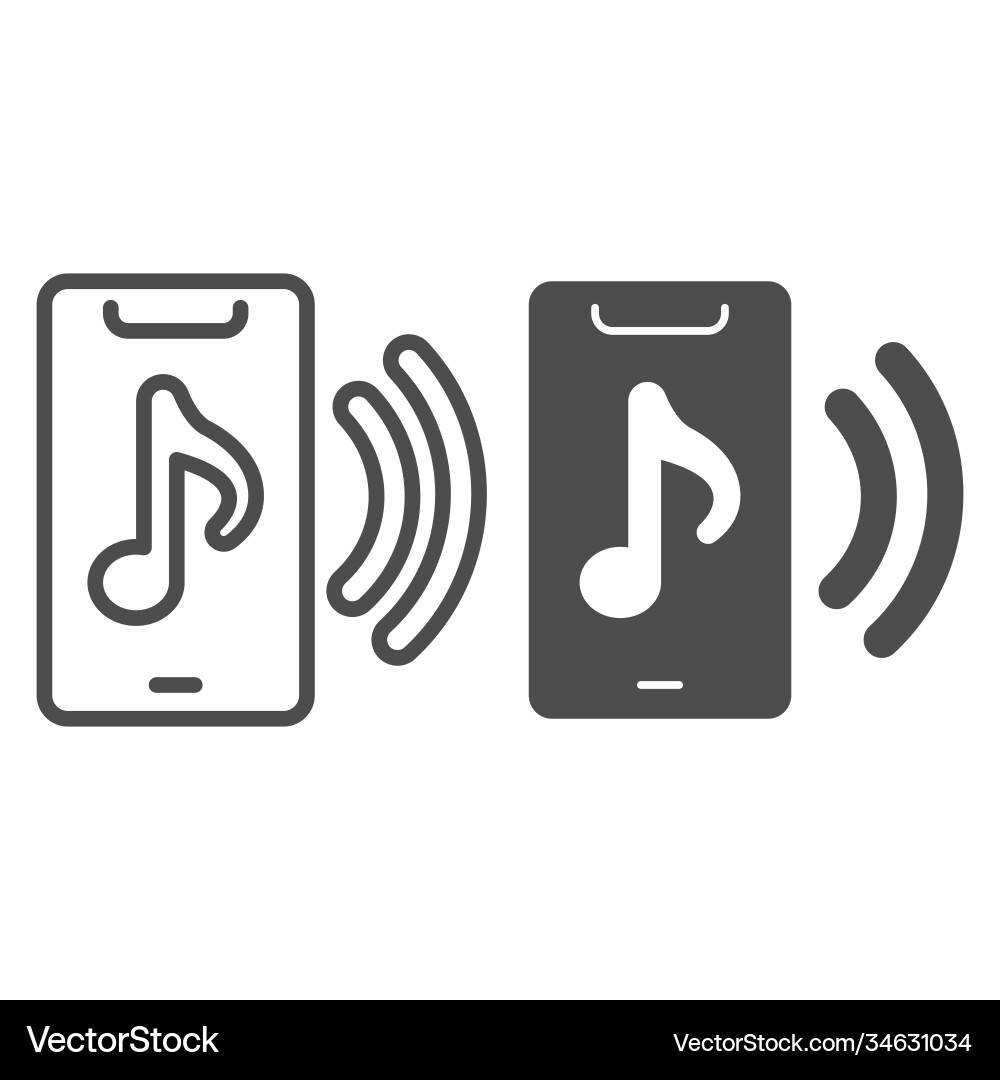Smartphone with note line and solid icon sound Vector Image