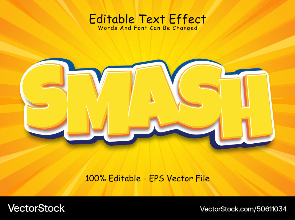 Smash editable text effect 3 dimension emboss vector image