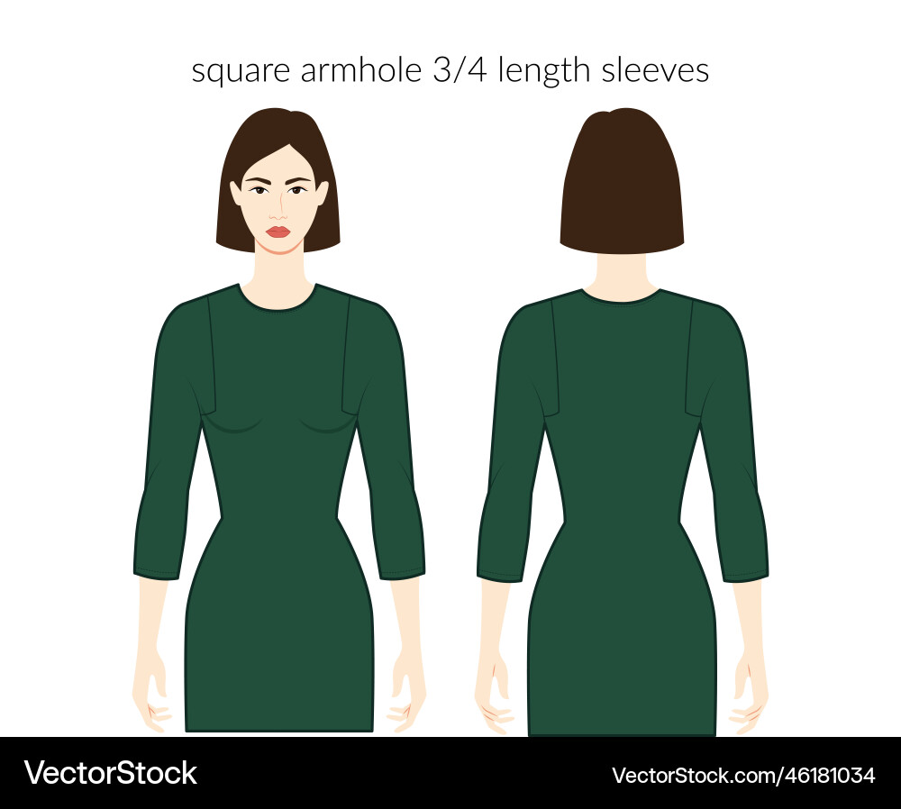 Square armhole sleeves clothes character beautiful Square armhole sleeves clothes character beautiful vector image