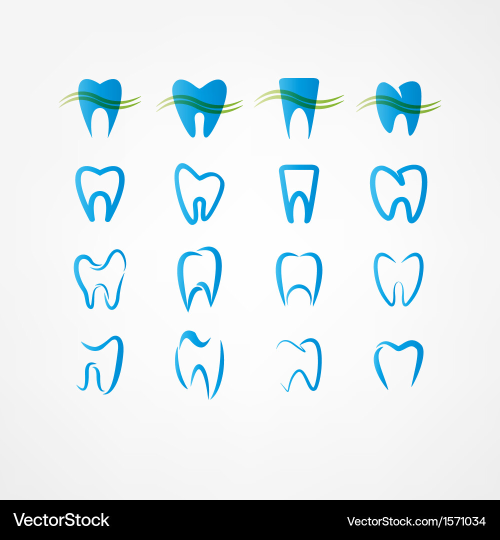 Tooth icon set Royalty Free Vector Image - VectorStock