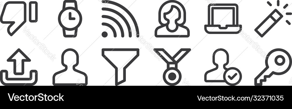 12 set linear user interface icons thin 12 set linear user interface icons thin vector image