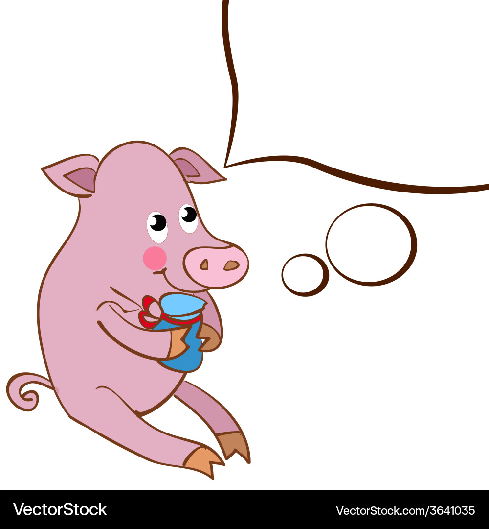 A character pig with white cloud design element vector image