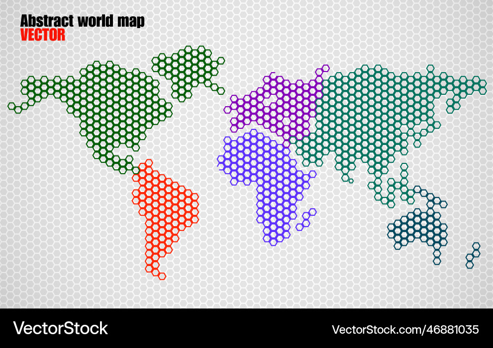 Abstract world map of hexagons Abstract world map of hexagons vector image