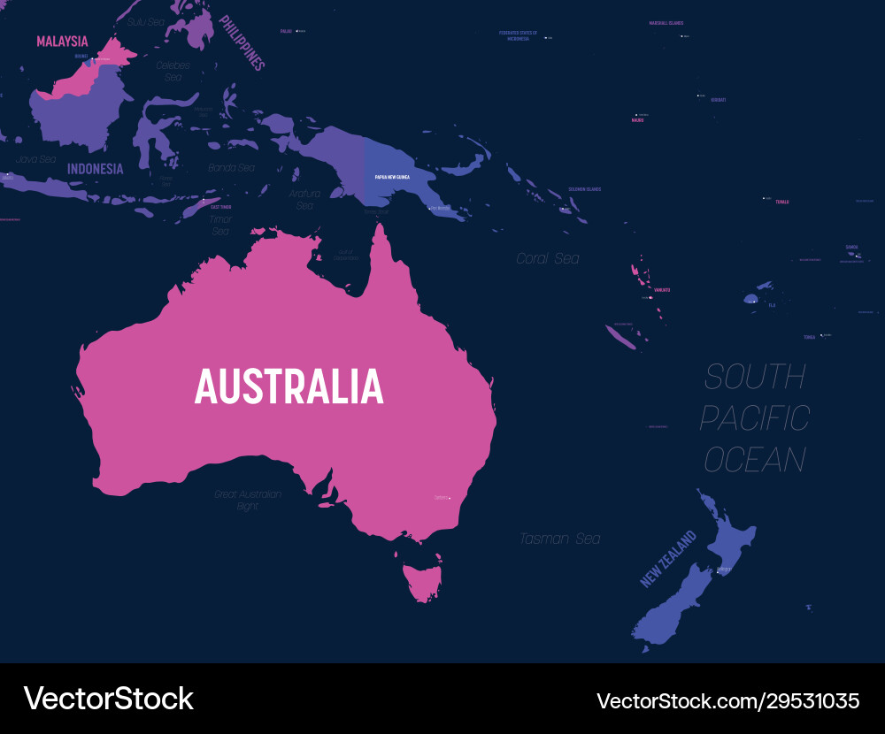 Australia and oceania map high detailed political Australia and oceania map high detailed political vector image