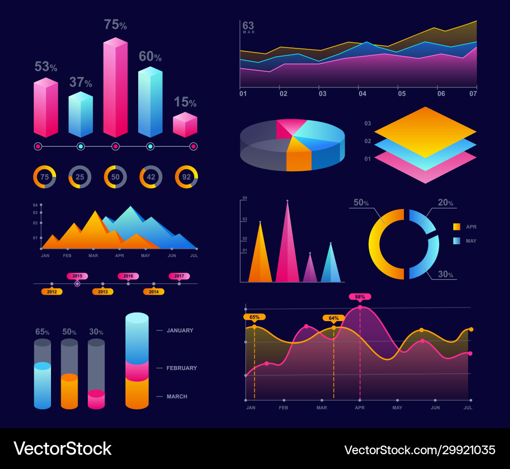 Colorful Charts & Diagrams vector image