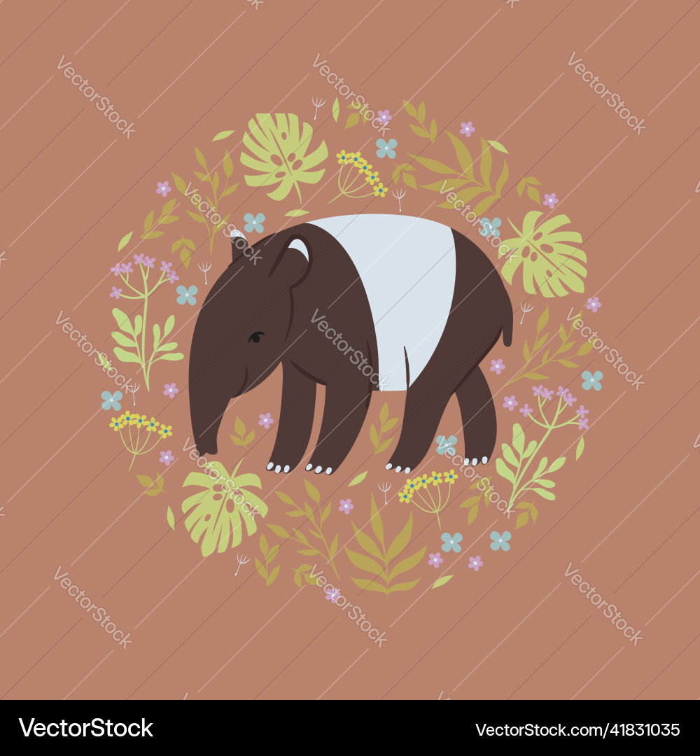 Composition in the form of a circle with tapirs Composition in the form of a circle with tapirs vector image