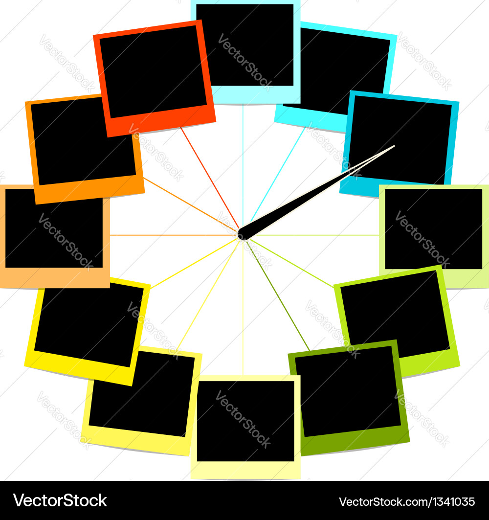 Creative clock design with photo frames vector image