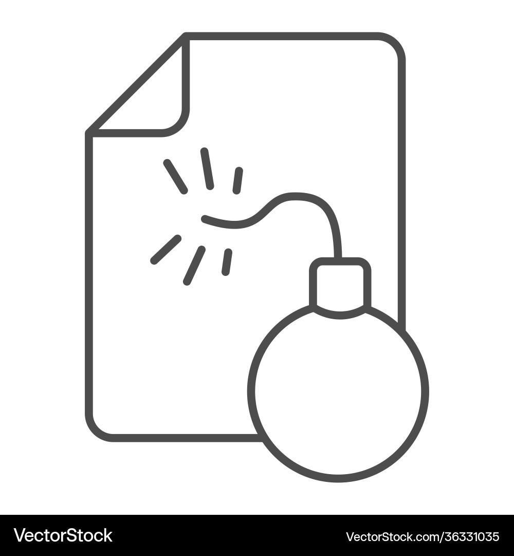 File and bomb thin line icon web security concept File and bomb thin line icon web security concept Vector Image