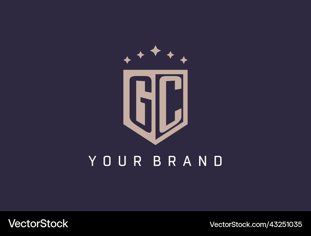 Gc initial shield logo icon geometric style design vector image