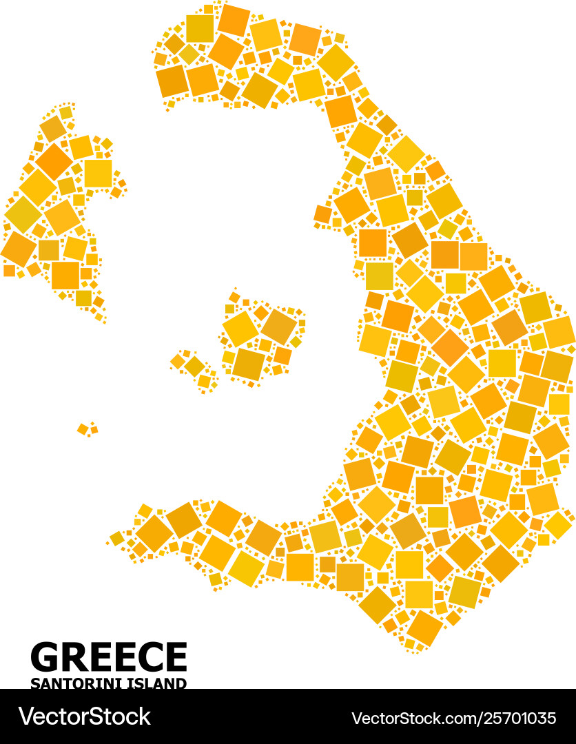 Golden rotated square pattern map santorini Vector Image